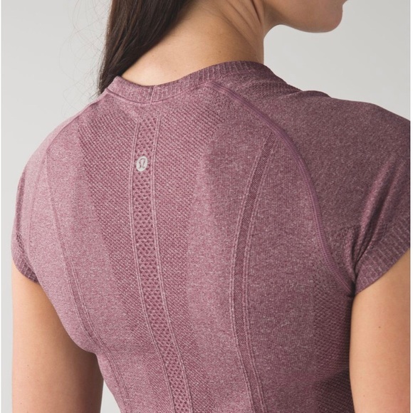 Lululemon Swiftly Tech Short Sleeve Crew Top Heathered Bordeaux Drama Size 2 - Picture 4 of 15